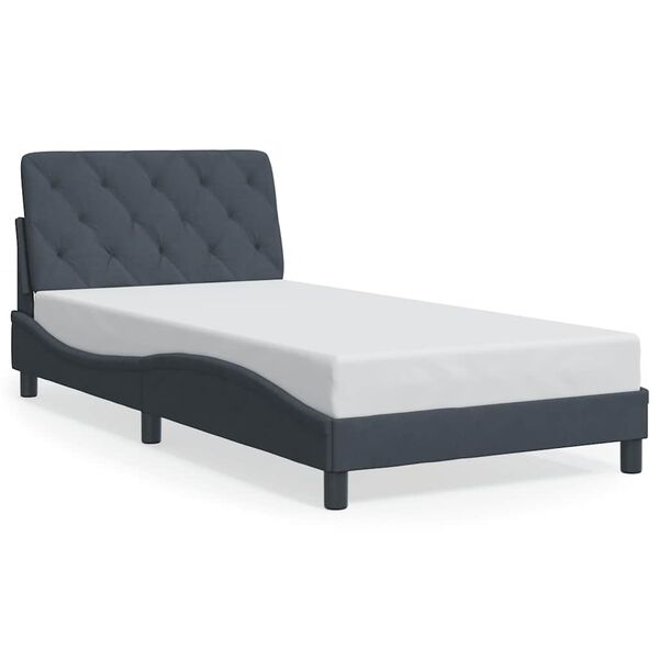 vidaXL Estructura de cama sin colch&oacute;n terciopelo gris oscuro 100x203cm
