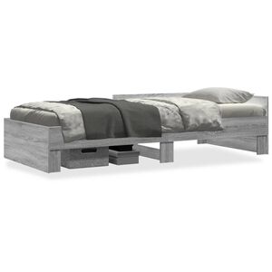 vidaXL Estructura de cama madera de ingenier&iacute;a gris Sonoma 75x190 cm
