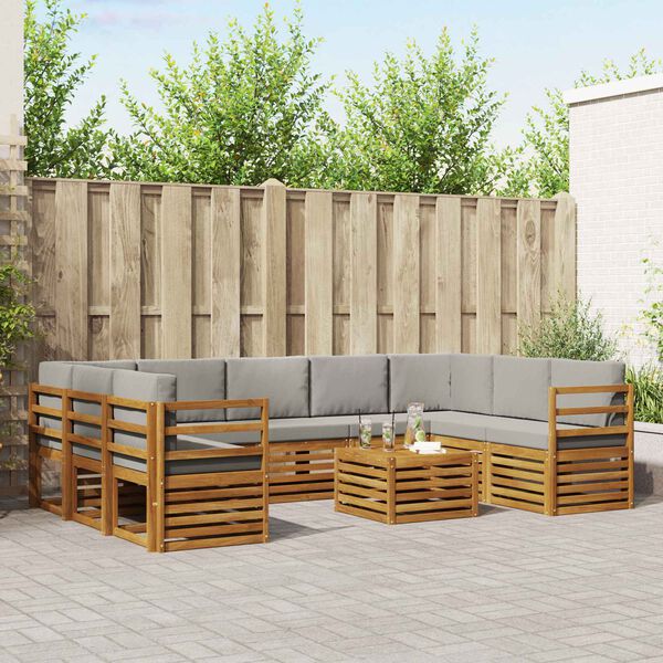 vidaXL Juegos de sof&aacute;s con coj&iacute;n 10 pcs Gris Natural y Claro