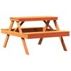 vidaXL Mesa de p&iacute;cnic madera maciza de pino marr&oacute;n cera 105x134x75 cm