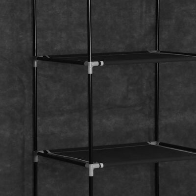 vidaXL Armario con compartimentos y varillas tela negro 150x45x175 cm