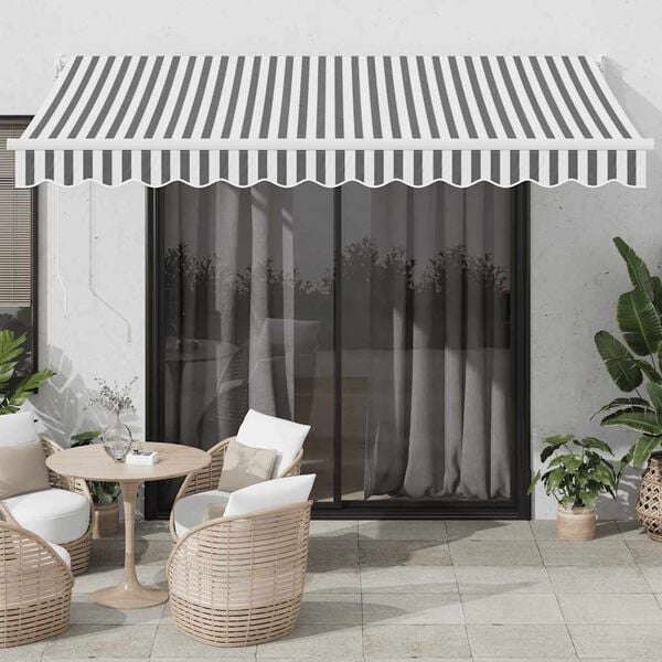 vidaXL Toldo retr&aacute;ctil aluminio y tela antracita y blanco 3,5x2,5 m