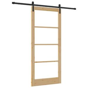 vidaXL Puerta Corredera ORKDAL Natural y negro 93 x 211 cm