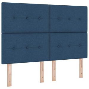 vidaXL Cama tipo Box Spring con tiras LED Azul 140 x 190 cm tela