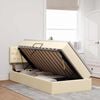 vidaXL Cama con almacenamiento y LED con LED Crema 90 x 190 cm tela