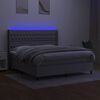 vidaXL Cama box spring colch&oacute;n y luces LED tela gris claro 160x200 cm