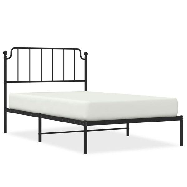 vidaXL Estructura cama sin colch&oacute;n con cabecero metal negro 107x203 cm