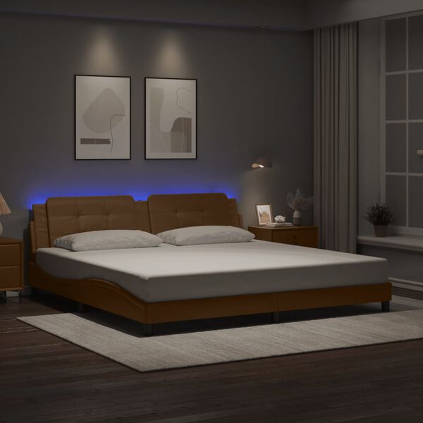vidaXL Estructura de cama con LED sin colch&oacute;n Zadar capuchino 200x200 cm