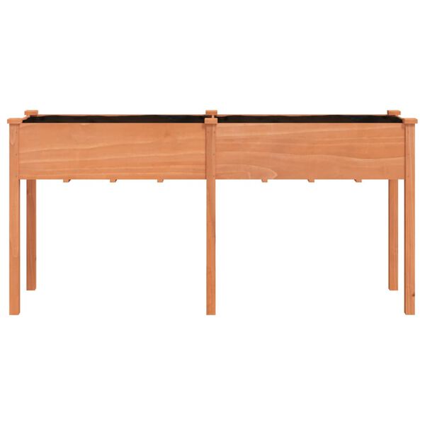 vidaXL Jardinera con forro madera maciza de abeto marr&oacute;n 161x45x76 cm