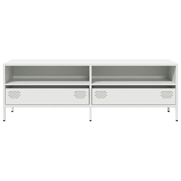 vidaXL Mueble para TV acero laminado en fr&iacute;o blanco 135x39x43,5 cm