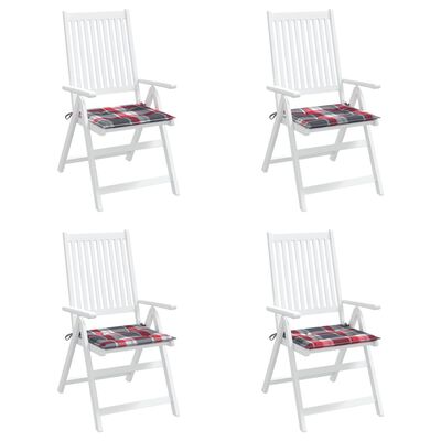 vidaXL Cojines de silla de jardín 4 uds tela a cuadros rojo 40x40x3 cm