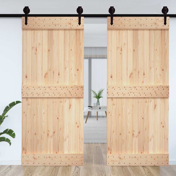 vidaXL Puerta NARVIK Natural 100 x 210 cm Madera de Pino S&oacute;lido