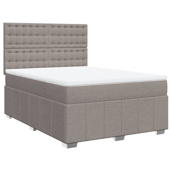 vidaXL Cama box spring con colch&oacute;n tela gris taupe 160x200 cm