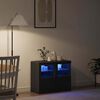 vidaXL Aparador LED 2 pcs Roble Negro 41 x 37 x 67 cm