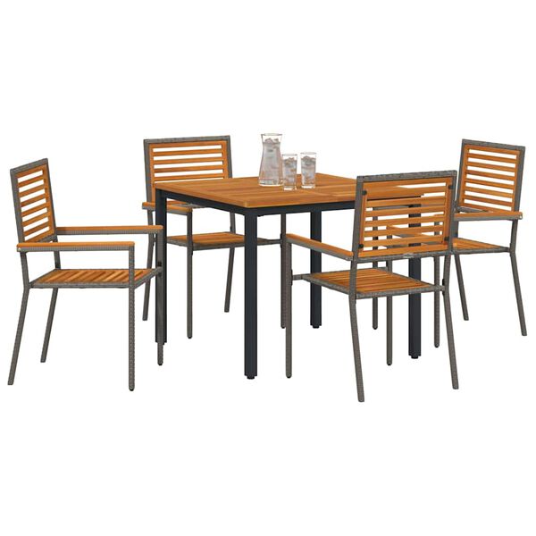 vidaXL Conjunto de Comedor de Jard&iacute;n 5 pcs Gris y marr&oacute;n