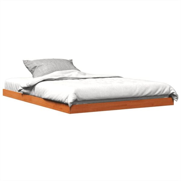 vidaXL Estructura de cama sin colchón madera maciza marrón 135x190 cm