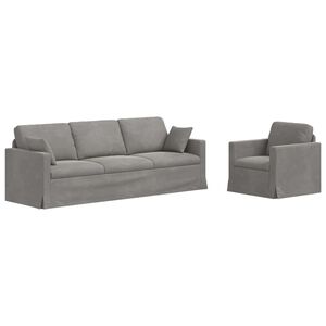 vidaXL Juego de Sof&aacute; 2 uds. Gris Claro Terciopelo