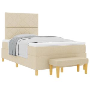 vidaXL Cama tipo Box Spring con cabecera Crema 190 x 120 cm tela