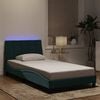 vidaXL Estructura de cama con LED sin colch&oacute;n Hanko terciopelo verde oscuro 100x200 cm