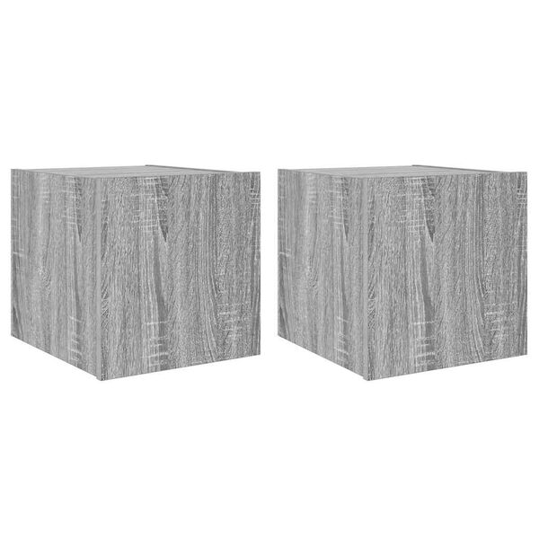 vidaXL Muebles TV pared con luces LED 2 uds gris Sonoma 30,5x35x30 cm