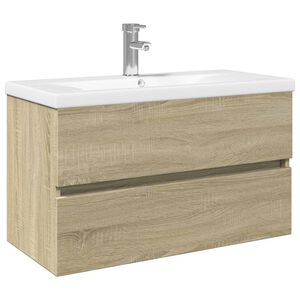 vidaXL Set de mueble de baño 2 piezas cerámica y madera de ingeniería