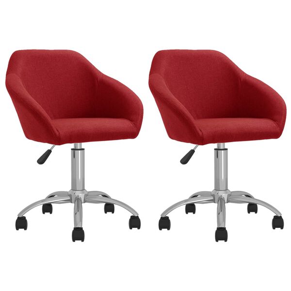 vidaXL Sillas de comedor giratorias 2 unidades tela rojo vino tinto