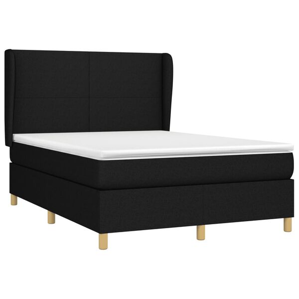 vidaXL Cama box spring con colch&oacute;n tela negro 140x200 cm