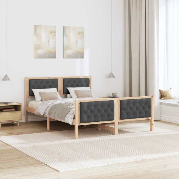 vidaXL Estructura de cama con cabecera Gris oscuro 140 x 200 cm
