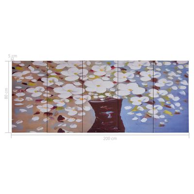 vidaXL Juego de lienzos flores en jarrón multicolor 200x80 cm