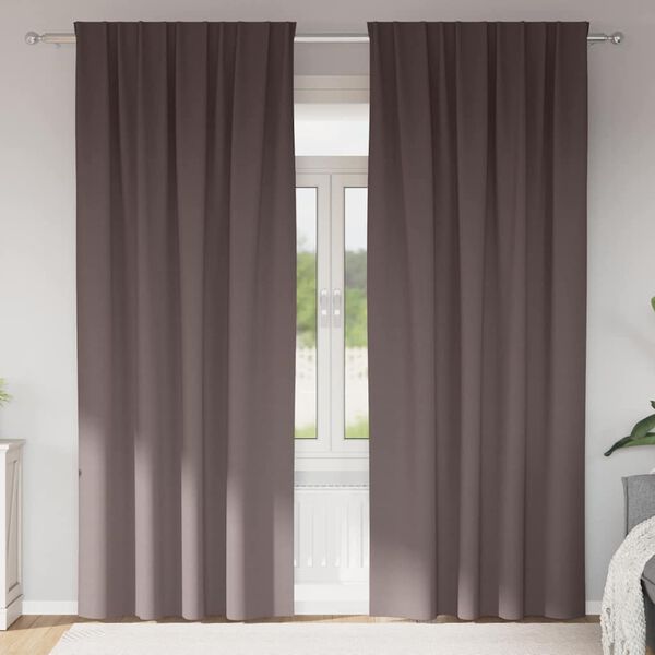 vidaXL Cortinas Opacas con Anillas 2 pcs Marr&oacute;n Oscuro 225 x 140 cm
