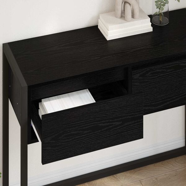 vidaXL Mesa Auxiliar Roble Negro 100 x 36 x 75 cm Madera contrachapada