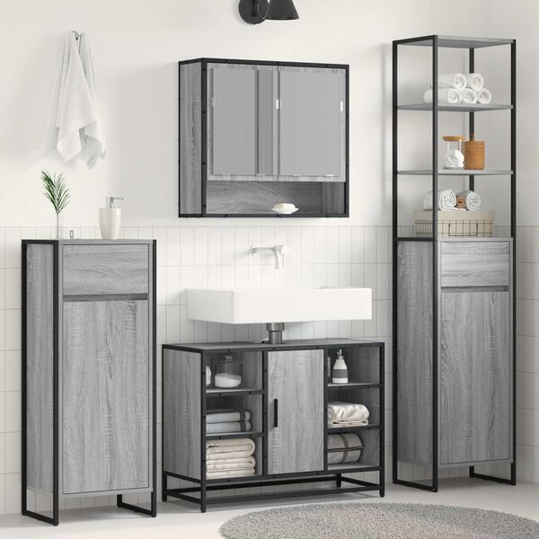 vidaXL Gabinete de Ba&ntilde;o con caj&oacute;n Gris Sonoma 40 x 30 x 100 cm