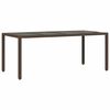 vidaXL Set de mesa y sillas jard&iacute;n 9 piezas y cojines rat&aacute;n PE marr&oacute;n