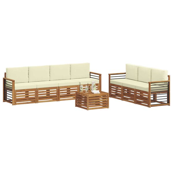 vidaXL Juegos de sof&aacute;s 8 pcs Natural y Crema Madera de Acacia S&oacute;lida