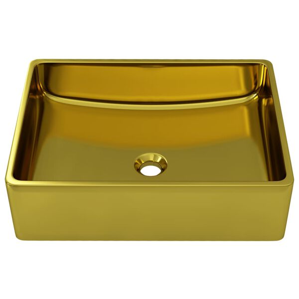 vidaXL Lavabo 41x30x12 cm cer&aacute;mica dorado