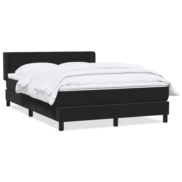 vidaXL Cama box spring con colch&oacute;n terciopelo negro 140x220 cm