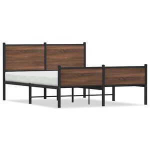 vidaXL Estructura de cama sin colch&oacute;n metal marr&oacute;n roble 137x190 cm