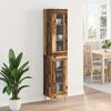 vidaXL Aparador alto 2 pcs Madera envejecida Cristal