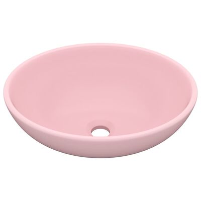 vidaXL Lavabo de lujo ovalado cerámica rosa mate 40x33 cm
