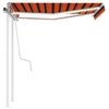 vidaXL Toldo manual retr&aacute;ctil con luz LED naranja y marr&oacute;n 3x2,5 m