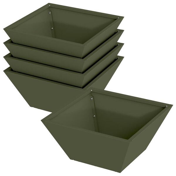 vidaXL Maceta para Jard&iacute;n 5 pcs Verde Oliva 35 x 35 x 15 cm