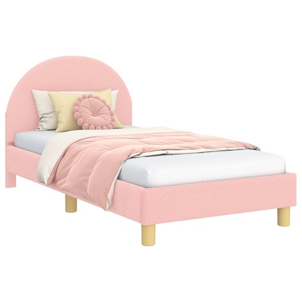 vidaXL Cama para ni&ntilde;os con cabecero Rosa 80 x 160 cm Tela de Oveja