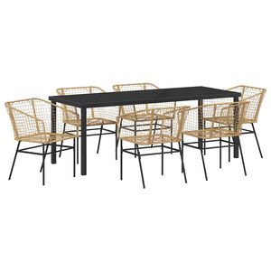 vidaXL Conjunto de Comedor de Jard&iacute;n 7 pcs Marr&oacute;n rat&aacute;n sint&eacute;tico
