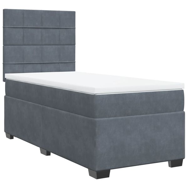 vidaXL Cama box spring con colch&oacute;n terciopelo gris oscuro 90x200 cm