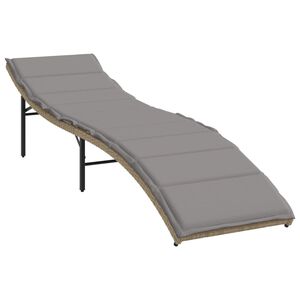 vidaXL Tumbona con coj&iacute;n rat&aacute;n sint&eacute;tico beige 55x199x50 cm
