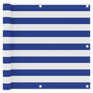 vidaXL Toldo para balc&oacute;n tela oxford blanco y azul 90x500 cm