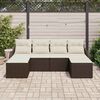 vidaXL Conjunto de sofá de jardín 6 pcs Marrón y blanco Poliratán