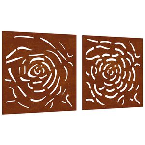 vidaXL Adorno de pared jard&iacute;n 2 uds acero corten dise&ntilde;o rosa 55x55 cm