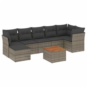 vidaXL Set de sof&aacute;s de jard&iacute;n 8 pzas y cojines rat&aacute;n sint&eacute;tico gris