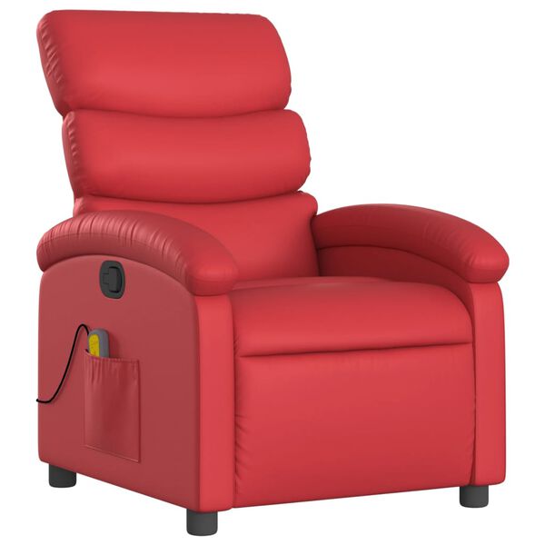 vidaXL Sill&oacute;n de masaje reclinable cuero sint&eacute;tico rojo